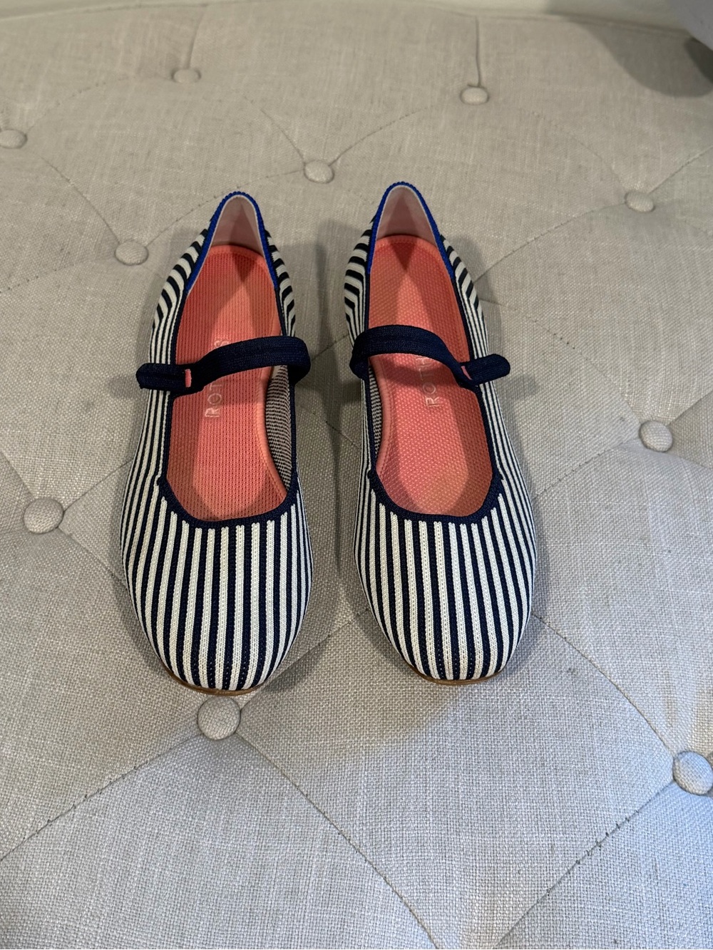 Rothy’s Navy Striped Mary Jane Flats